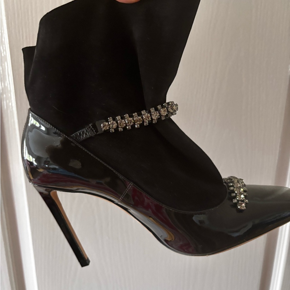 Jimmy Choo Black Ankle Boots with Metallic Accents